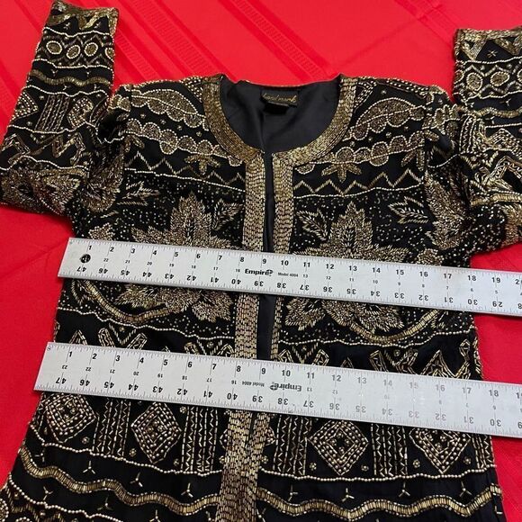 Land Mark Women’s Black Gold Vintage Beaded  Sequin Jacket Size Medium - Picture 8 of 10
